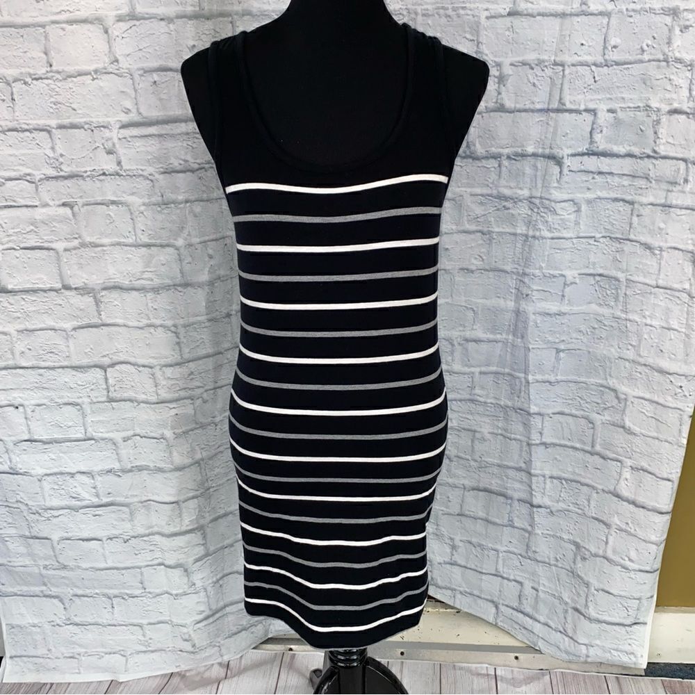 Forever 21 tank top stripe dress black white & grey sz large